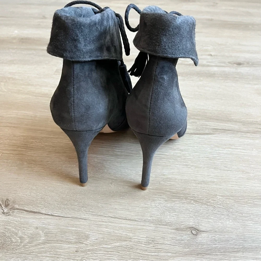 Joie Ciera Bootie Graphite Gray Suede Leather Womens size 38.5EU 8US